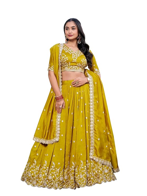 Silk Embroidery Sequin Lehenga