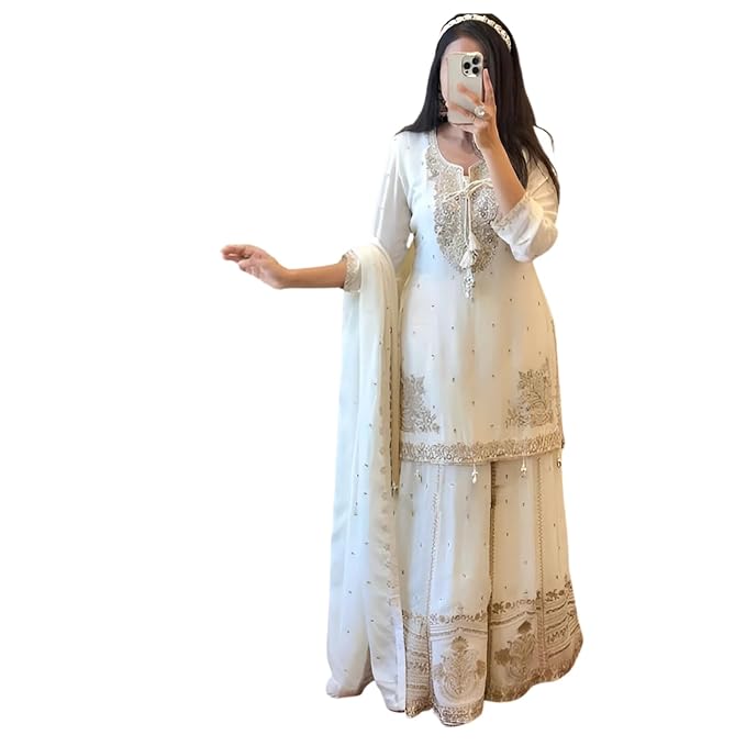 Traditional Indian Ethnic Wear Sharara Set with Lace